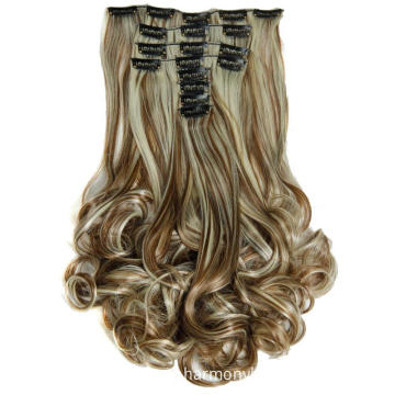 Stocks 18clips 8pcs/set 20&quot; 180g  16Colors High Temperature Hairpieces Body Wavy Synthetic Clip in Hair Extensions
